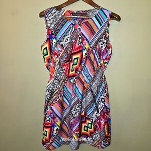 Speed Control Colorful Boho Lightweight Sleeveless Shift Dress Size Large